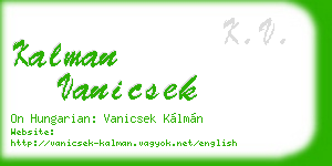 kalman vanicsek business card
