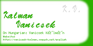 kalman vanicsek business card